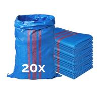 Garronda Sacs à Gravats et Déchets Jardin 105x65 cm à 50 kg Bleu GD-0258 | x20 Sac Chantier en Polypropylène Tissé, Réutilisable, Très Résistant pour Transport Stockage Charbon Sable Gravier Végétaux