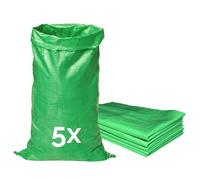 Garronda Sacs à Gravats et Déchets Jardin 105x65 cm à 50 kg Vert GD-0258 | x5 Sac Chantier en Polypropylène Tissé, Réutilisable, Très Résistant pour Transport Stockage Charbon Sable Gravier Végétaux