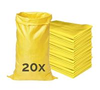 Garronda Sacs à Gravats et Déchets Jardin 85x50 cm à 25 kg Jaune GD-0258 | x20 Sac Chantier en Polypropylène Tissé, Réutilisable, Très Résistant pour Transport Stockage Charbon Sable Gravier Végétaux
