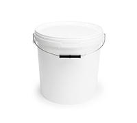 Garronda Seau avec Couvercle 20L Anse Métallique 5 Pièces Blanc GD-0071 | pour Stockage Alimentaire, en Plastique, Stable, Hermétique, Inodore, pour Produits en Vrac Liquides Fermentés et Chimiques