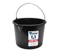 Garronda Seau de Chantier et Mortier Plastique 15L Lot de 1 Noir GD-0168 | Seau Menage avec Anse Métallique, Bec Verseur, Graduée, Bord Renforcé, Empilable pour Rénovations Construction Jardin Maison