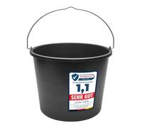 Garronda Seau de Chantier et Mortier Plastique 16L Lot de 1 Noir GD-0168 | Seau Menage avec Anse Métallique, Échelle Graduée, Bord Renforcé, Empilable pour Rénovations, Construction Jardin Maison