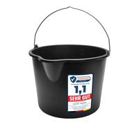 Garronda Seau de Chantier et Mortier Plastique 20L Lot de 1 Noir GD-0168 | Seau Menage avec Anse Métallique, Bec Verseur, Graduée, Bord Renforcé, Empilable pour Rénovations Construction Jardin Maison