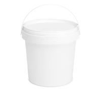Garronda Seau en Plastique Blanc 1 litres avec Couvercle - pour Le Stockage de Produits Alimentaires et Chimiques - en Polypropylène - Lot de 5 - GD-0112