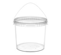 Garronda Seau en Plastique Transparent 5 litres avec Couvercle - pour Le Stockage de Produits Alimentaires et Chimiques - en Polypropylène - Lot de 20 - GD-0114