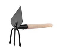 Garronda Serfouette Fourche et Panne Pointue Mini Houe Râteau en Métal et Manche en Bois GD-0007 (Bineuse à mauvaises herbes : Noire, en forme de cœur)