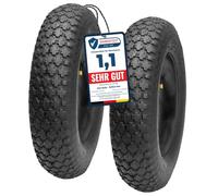 Garronda x2 Kit Pneu 4.80/4.00-8 avec Chambre à Air 2PR Ø390 mm GD-0164 | Pneu de Rechange, pour Roue de Brouette et Chariot Jardin, Chantier, Valve, Montage Rapide, Adhérence sur Terre et Gravier
