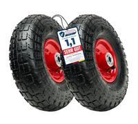 Garronda x2 Roue de Diable 4.10/3.50-4 Ø260×81 mm à Gonflable Pneu GD-0163 | Roue de Rechange, avec Roulements, Jante Acier, Valve, 2PR, Moyeu 79mm, sans Axe, pour Chariot et Brouette Jardin, Noir-Rouge