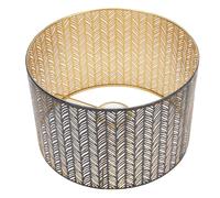 Garsent Abat-jour en Métal Noir et doré E27 E14, Cylindre en Fer ajouré, Abat-jour Décoratif pour Plafonniers Muraux de Table, 25cm 16cm