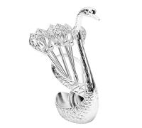 Garsent Ensemble de 6 Cuillères à café à Base de Cygne, Cuillères à Dessert en Métal pour Station de café, Cuisine, Bar, Fête, Cuillère à en Alliage élégante avec Support en Forme de Cygne Résistant