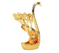 Garsent Ensemble de 6 Cuillères à café à Base de Cygne, Cuillères à Dessert en Métal pour Station de café, Cuisine, Bar, Fête, Cuillère à en Alliage élégante avec Support en Forme de Cygne Résistant