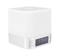 Garsent Réveil Haut-Parleur Chargeur sans Fil, Réveils Numériques Bluetooth, Horloge Numérique à Bruit Blanc, Veilleuse LED Colorée à Sept Couleurs pour Chambre à Coucher (Silver)