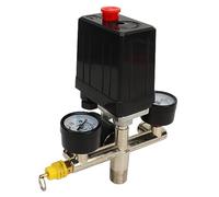 Garsent Vanne de Commande de Pressostat de Compresseur d'air, Connecteur Rapide 3 en 1 0 à 12 Bars avec Jauge, Régulateur Réglable en Alliage de Zinc en Acier Inoxydable ABS de 0 à 180 Psi pour un