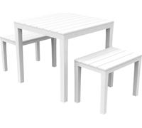 Garten Lounge Set Polypropylène Table 2 Bancs Progarden Papua - Blanc