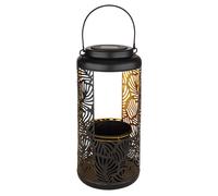 Gartendeko Décoration Solaire pour jardin et terrasse Lampes solaires suspendues, batterie IP44, métal noir décoratif poinçonnage oriental, 1x LED 3000K, DxH 15x41cm