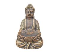 gartendekoparadies.de Bouddha avec bol en forme de fleur de lotus, figurine en pierre, hauteur 30 cm, 6 kg, résistant au gel, en pierre moulée, pour l'extérieur, doré