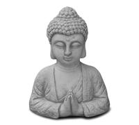 gartendekoparadies.de Buste de Bouddha avec geste Namaste - Figurine en pierre - Hauteur : 30 cm - 7 kg - Résistant au gel - Pour l'extérieur - Gris