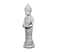 gartendekoparadies.de Figurine en Pierre Solide Bouddha Moine Debout avec Bol, Hauteur 50 cm, Gris, Poids 6 kg, en Pierre moulée résistante au Gel