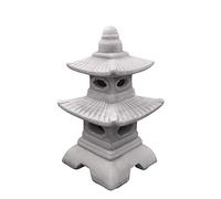 gartendekoparadies.de Lanterne Japonaise Massive Pagode avec fenêtres pour Bougies LED en Pierre reconstituée, résistant au Gel (Gris)