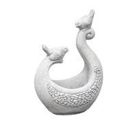 gartendekoparadies.de Liebevolle Jardinière avec deux oiseaux en fonte de pierre, hauteur 50 cm, 1,0 l, 15 kg, gris, résistant au gel, pour l'extérieur, D1498