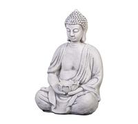 gartendekoparadies.de Statue de Bouddha en Pierre Solide avec Bol, Taille 40 cm, Couleur Gris, Poids 11 kg, en Pierre moulée résistante au Gel pour l'intérieur et l'extérieur