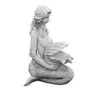 gartendekoparadies.de Statue de sirène avec gargouille - Figurine en pierre - Hauteur : 75 cm - 73 kg - Gris - Résistante au gel - Pour l'extérieur