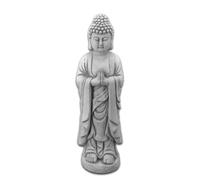 gartendekoparadies.de Statuette de Bouddha en pierre massive résistante au gel, Gris,blanc, 60 cm