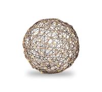 Gartenpirat Boule décorative aspect rotin, diamètre 40 cm, 70 LED, blanc chaud, fil de cuivre, guirlande lumineuse, batterie, fonction minuterie, intérieur et extérieur