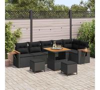 Gartensofa-set 9 pcs noir Poly-Rattan