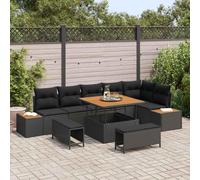 Gartensofa-set 9 pcs noir Poly-Rattan