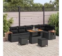Gartensofa-set 9 pcs noir Poly-Rattan