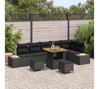Gartensofa-set 9 pcs noir Poly-Rattan