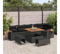 Gartensofa-set 9 pcs noir Poly-Rattan