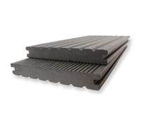 Gartenwelt Riegelsberger - Lame de terrasse WPC profil plein Anthracite - 80 cm - 145 x 20 mm - BPC - Lame massive utilisable des deux côtés - rainurée - facile à entretenir et résistante aux