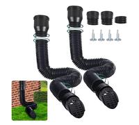 GartOasis Rallonge Gouttiere Flexible, Extension de Gouttière Ronde pour 80/100 mm Descente avec Grille de Drainage, Tuyau Gouttière Souple, 47-150 cm, Accessoires pour Gouttières (Noir, 2 Pièces)