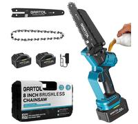 GARTOL Mini tronçonneuse sans fil sans balais 20 cm avec lubrificateur automatique, 1000 W avec 2 batteries 3000 mAh et étui, compatible avec la batterie Makita 18 V