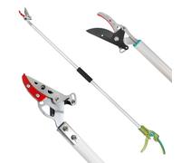 GARTOL Sécateur à long manche de 130 cm avec fonction de préhension, cueilleuse et sécateur pour branches hautes, lame SK5 jusqu'à 12 mm, poignée rotative à 180°, sécateur pour arbres, arbustes et