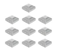 GARVALON Capuchons de clôture métalliques 10x10 en fer argenté, surface lisse, prise ferme, pour poteaux de garde-corps extérieurs, lot de 10 pièces
