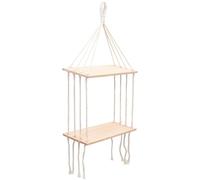 GARVALON Étagère Murale Décorative pour Rangement et Décoration Intérieure en Bois et Corde de Coton Tressée, Double Couche Suspendue pour pour Mur ou Fenêtre