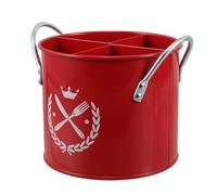 GARVALON Range-Couverts Rustique Noël en Métal Rouge Organisateur la Cuisine Compartimenté 4 Sections avec Poignées Doubles et Trous D’Égouttage Porte-Ustensiles Décoratif pour Plan de