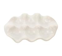 GARVALON Support Œufs Céramique Vintage pour Réfrigérateur Plateau de Rangement Spacieux pour Œufs de Poule Organisateur Cuisine Élégant et Protecteur Œufs