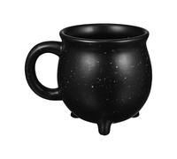 GARVALON Tasse à Boire en Céramique Noire 450ml pour Halloween Design Sorcière Créatif, Mug Décoratif Trépied pour Maison et Restaurant