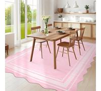 Garvee 2.6x5 Washable Runner Rug, Elegant Scalloped Runner Rug, Soft Printed Faux Wool Floor Carpet Runners for Hallway Kitchen Laundry Bedroom, Non Slip