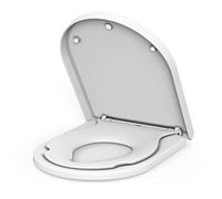 Garvee Abattant WC Forme D avec Frein de Chute, Lunette de Toilette Universelle en PP Antibactérien, Charnières Réglables pour Nettoyage Facile, Blanc - 45,4 x 36 x 5 cm