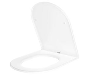 Garvee Abattant WC Forme D, Lunette WC Frein de Chute, 45x35 cm, Blanc | Double couche polypropylène, Fixation par le dessus Compatible WC Gabarit inclus