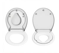 Garvee Abattant WC Forme O 2-en-1 avec Siège Enfant Magnétique, Fermeture Silencieuse, Démontage Rapide, Charnières Réglables, Plastique Blanc Robust - Idéal pour Toilettes Commerciales