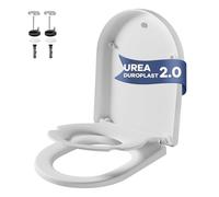 Garvee Abattant WC professionnel D-Shape en Duroplast blanc - Siège enfant intégré - Fermeture silencieuse - Démontage rapide - Charnières réglables - Capacité 150kg - Nettoyage facile
