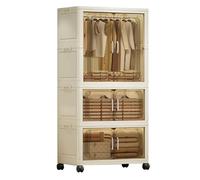 Garvee Armoire Pliante Avec Barre De Pendaison Et 2 Bacs De Rangement - Grand Capacité 65x35x126cm, Dressing Portable En Plastique Robust Avec Porte Magnétique Et Roulettes, Organisation