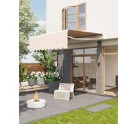 Garvee Auvent Rétractable Manuel pour Terrasse Et Jardin, Store Banne Imperméable, Cadre Aluminium Robuste Inclinable pour Patio Extérieur