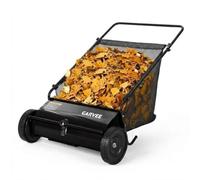 Garvee Balayeuse à Gazon 54cm - Brosses v Réglables, Sac Collecteur de 170L | Ramasseur de Feuilles et d'herbe pour Jardin et Pelouse
